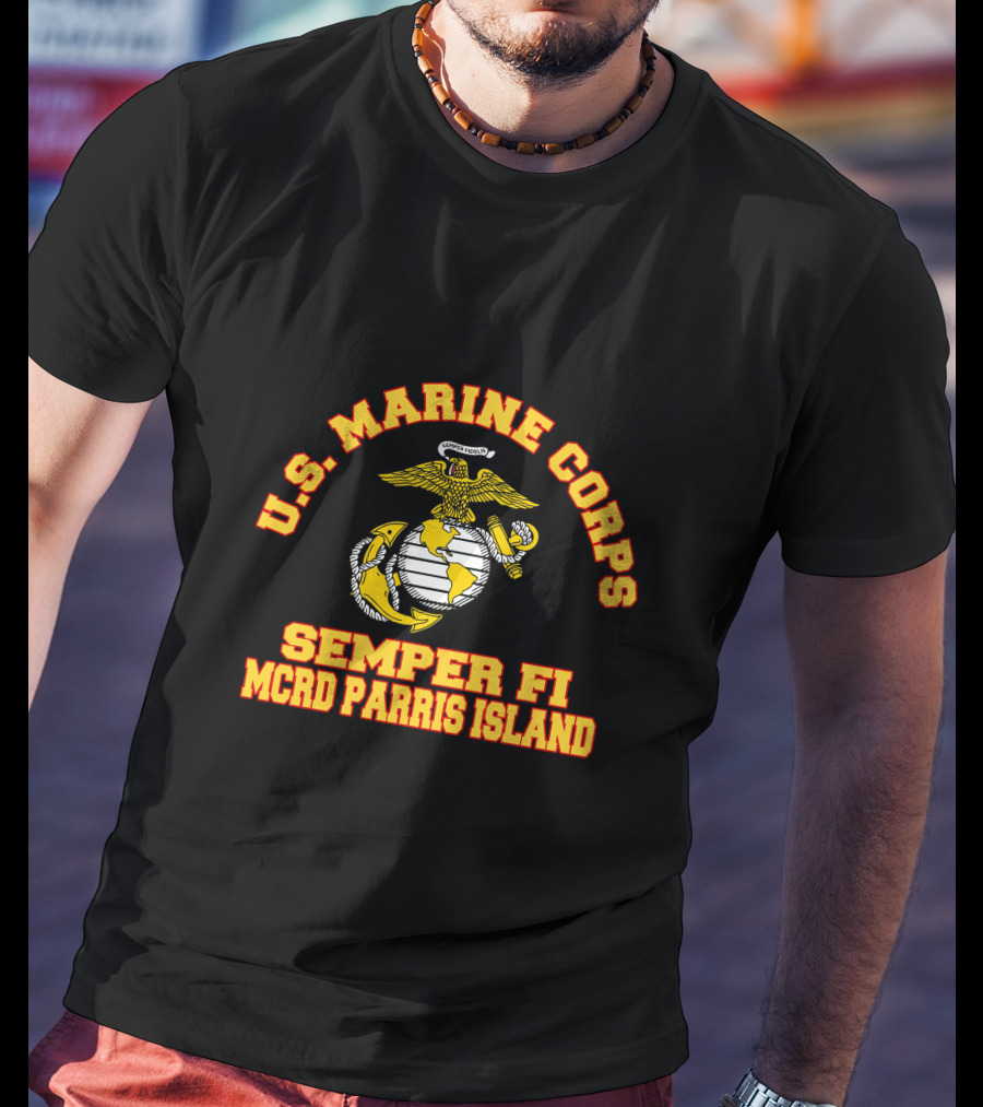 U.S. Marine Corps Semper Fi MCRD Parris Island Emblem T-Shirt