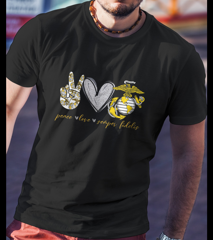 Peace Love Semper Fidelis Globe And Anchor T-Shirt