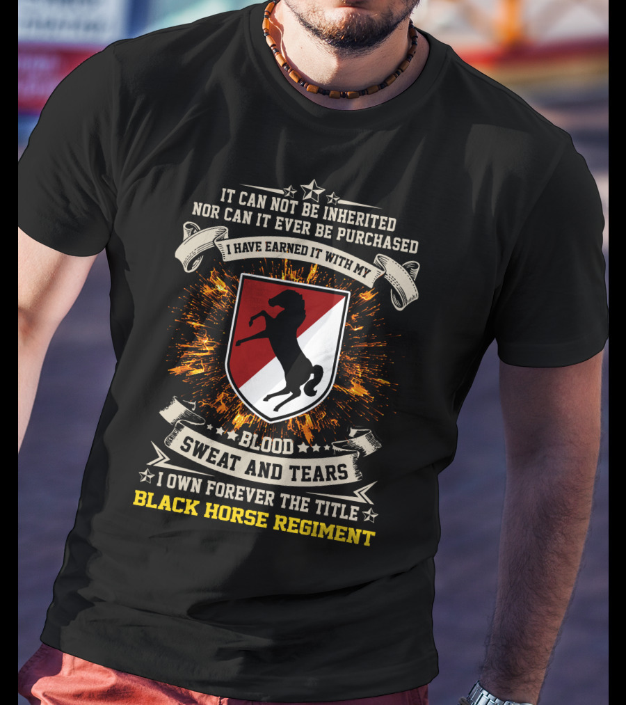 11Th Armored Cavalry Regiment Black Horse Regiment Blood Sweat And Tears T-Shirt