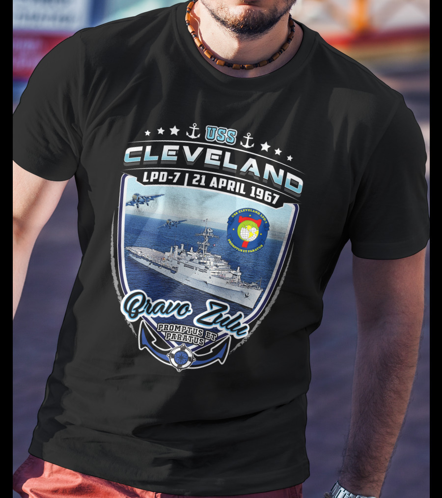 Uss Cleveland Lpd-7 Bravo Zulu 21 April 1967 Promptus Et Paratus T-Shirt