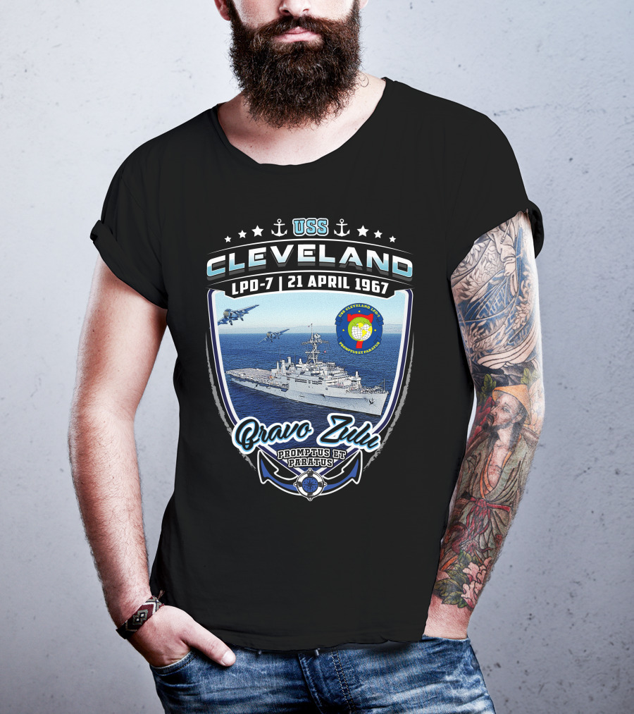 Uss Cleveland Lpd-7 Bravo Zulu 21 April 1967 Promptus Et Paratus T-Shirt