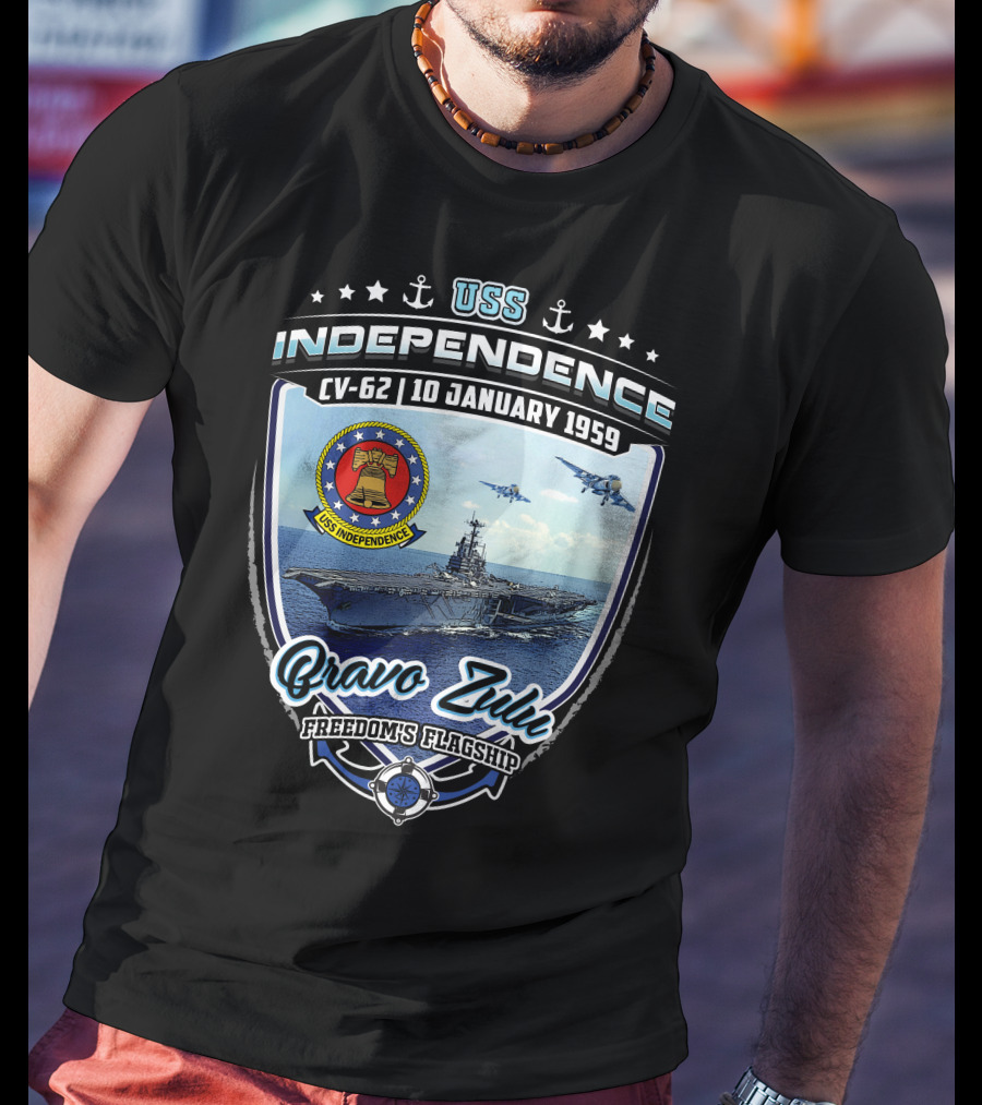 Uss Independence Cv-62 Bravo Zulu Freedom's Flagship 10 January 1959 T-Shirt