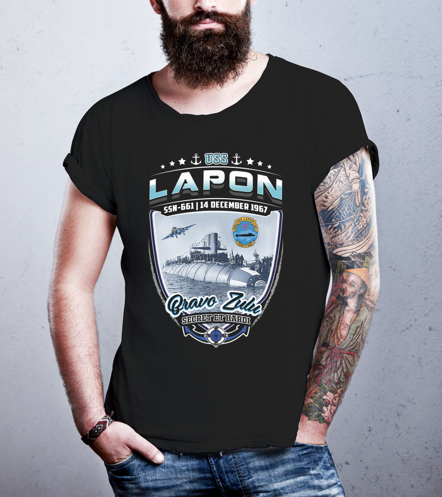 Uss Lapon Ssn-661 Bravo Zulu Secret Et Hardi 14 December 1967 T-Shirt