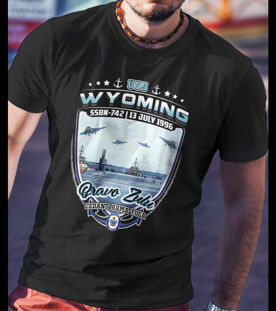 Uss Wyoming Ssbn-742 13 July 1996 Bravo Zulu Cedant Arma Toga T-Shirt