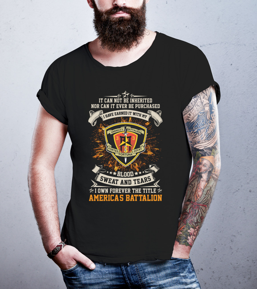 3Rd Battalion 3Rd Marines Blood Sweat And Tears America's Battalion Motto Crest T-Shirt