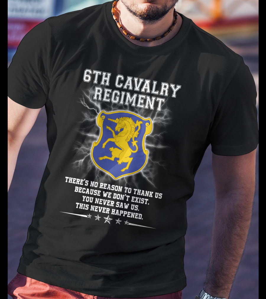 6th Cavalry Regiment There's No Reason To Thank Us Because We Don't Exist You Never Saw Us This Never Happened T-Shirt