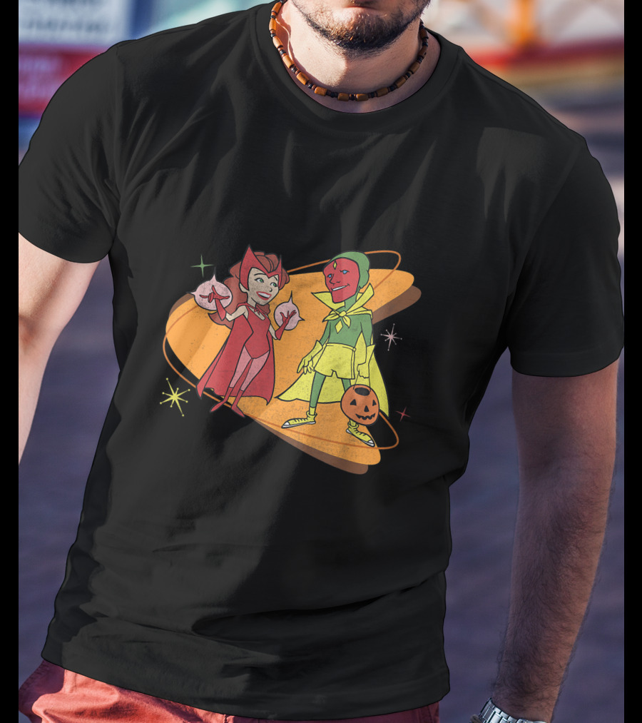 Marvel WandaVision Scarlet Witch And Vision Retro Halloween Costumes 50s T-Shirt