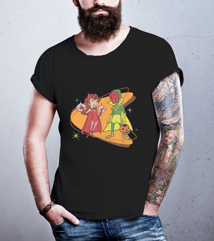 Marvel WandaVision Scarlet Witch And Vision Retro Halloween Costumes 50s T-Shirt