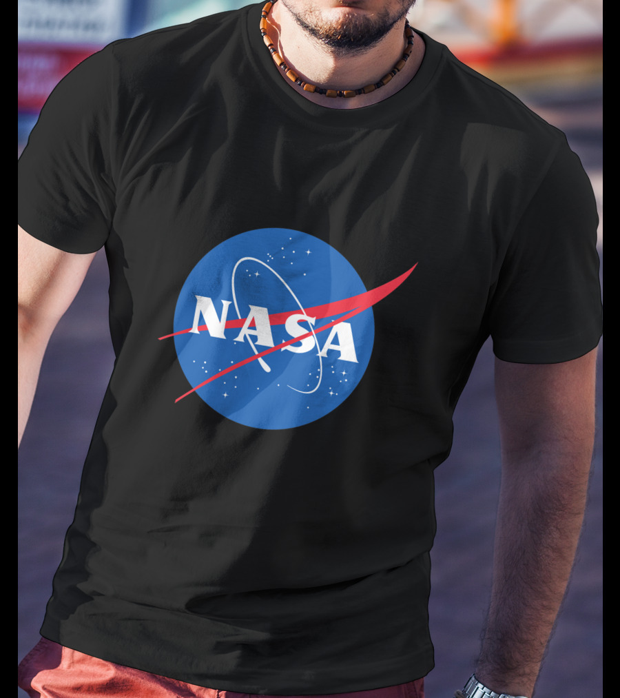 NASA Vector Emblem With Red Chevron On Blue Astronaut T-Shirt