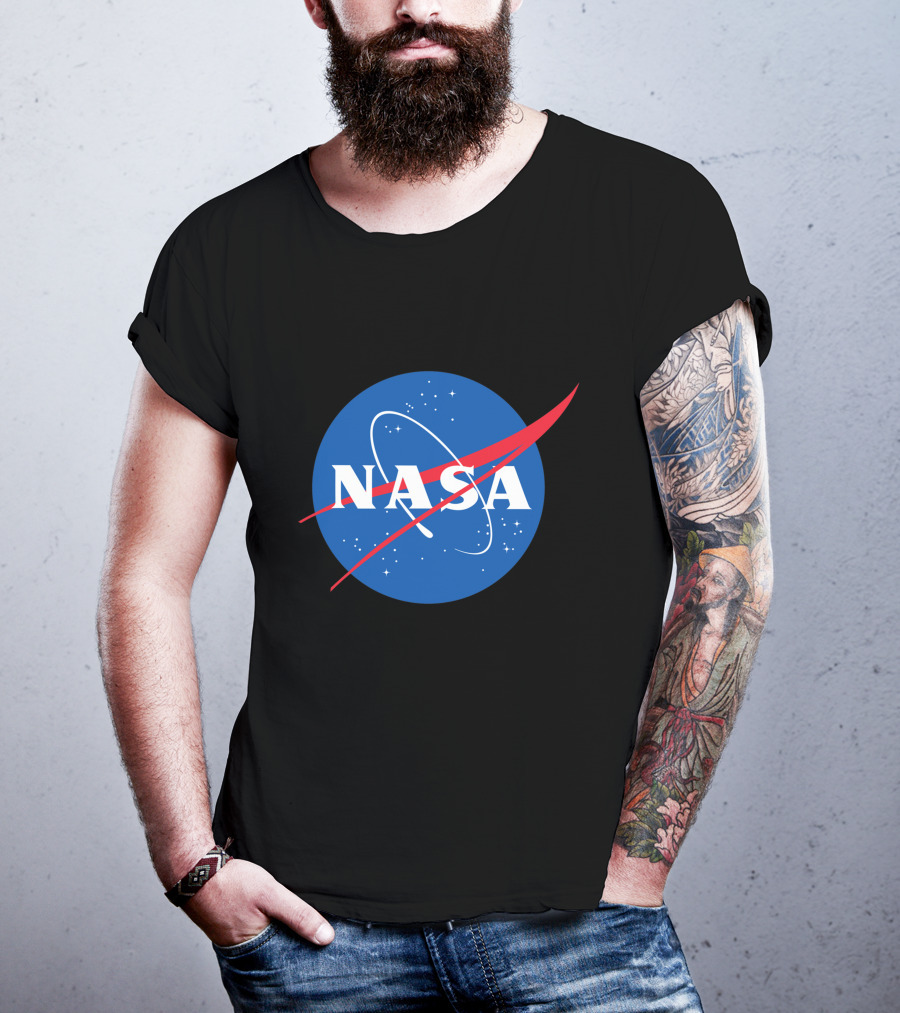 NASA Vector Emblem With Red Chevron On Blue Astronaut T-Shirt