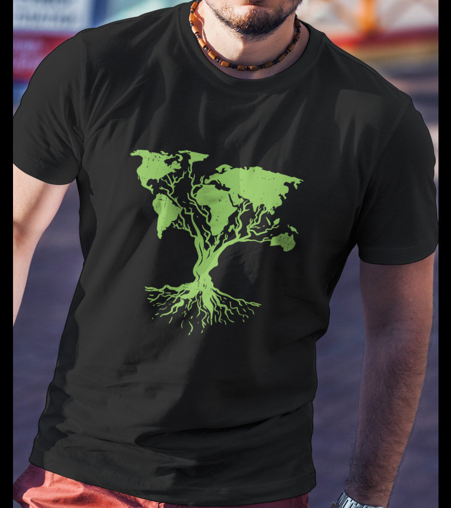 Cute World Map Tree For Earth Day Pro Environment Plant T-Shirt