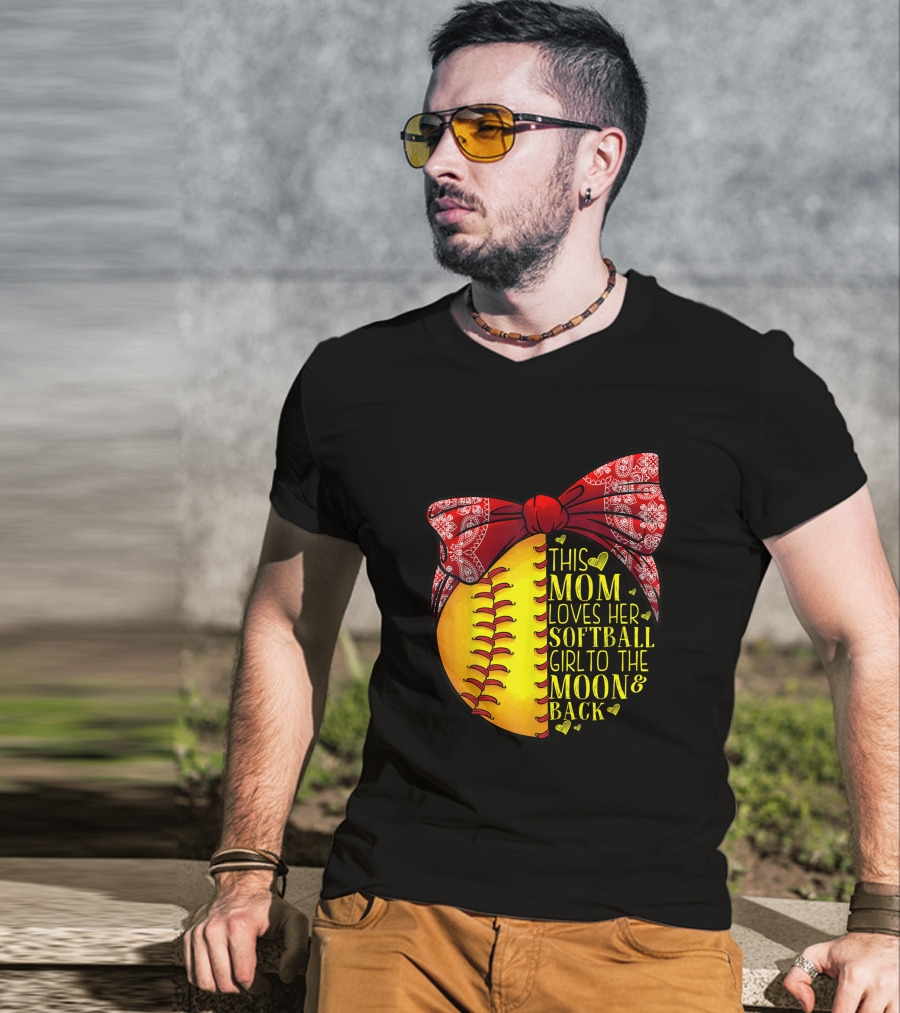 This Mom Loves Her Softball Girl To The Moon And Back T-Shirt