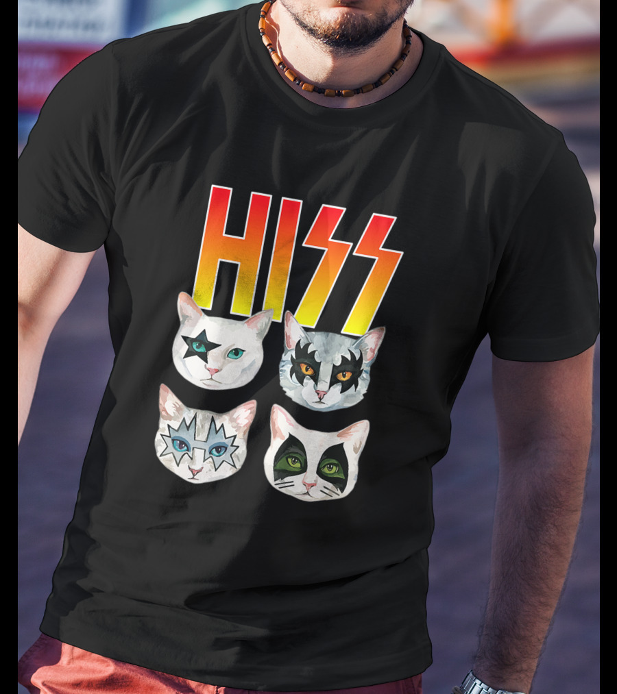 Hiss Cat Cats In Iconic Makeup For Funny Cat Lover T-Shirt