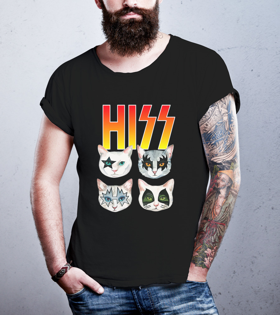 Hiss Cat Cats In Iconic Makeup For Funny Cat Lover T-Shirt