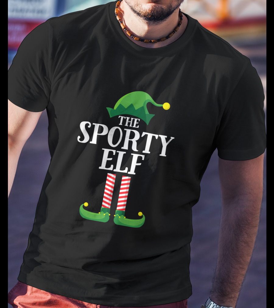 The Sporty Elf Matching Family Group Christmas Party T-Shirt