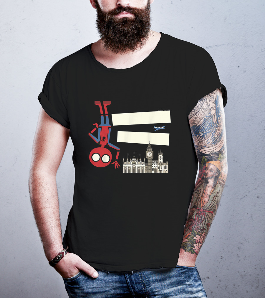 Marvel Spider-Man Far From Home Upside-Down London Big Ben Airplane T-Shirt