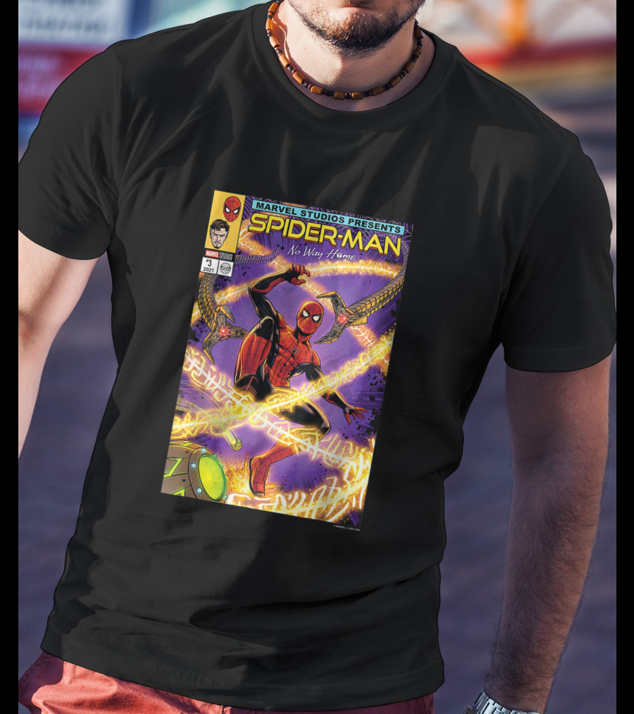Marvel Studios Presents Spider-Man No Way Home Comic Cover Featuring Doctor Octopus Arms T-Shirt