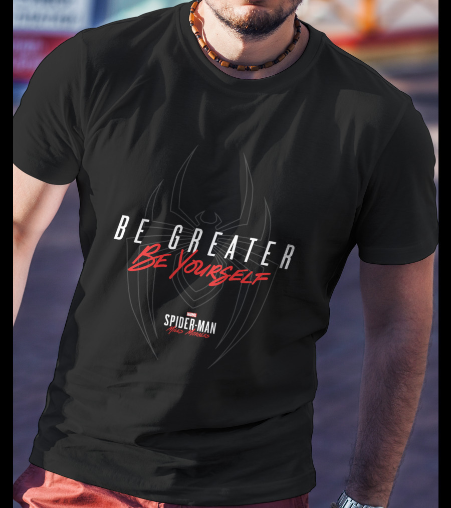Marvel Spider-Man Miles Morales Be Greater Be Yourself Subtle Spider Outline T-Shirt