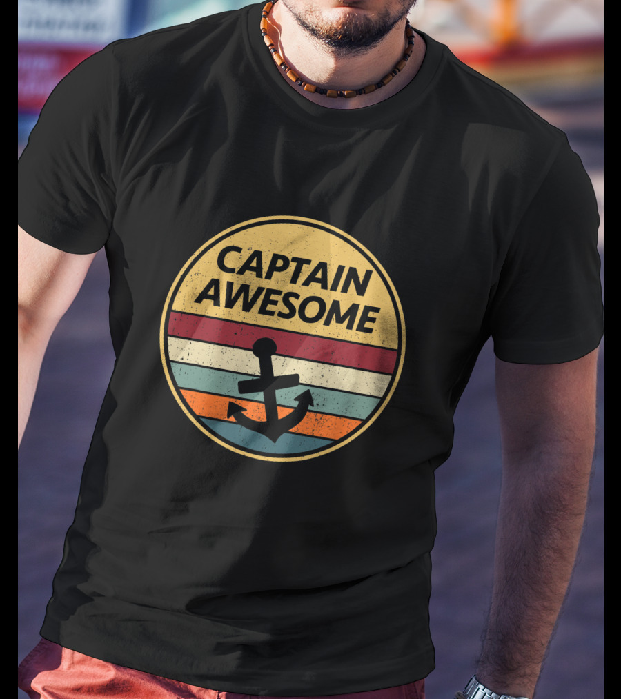 Captain Awesome Retro Anchor Sailboat T-Shirt