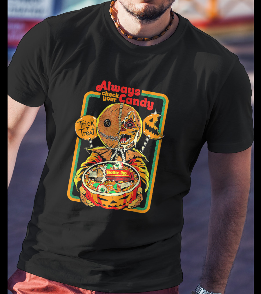 Always Check Your Candy Trick Or Treat Halloween Pumpkin Monster T-Shirt