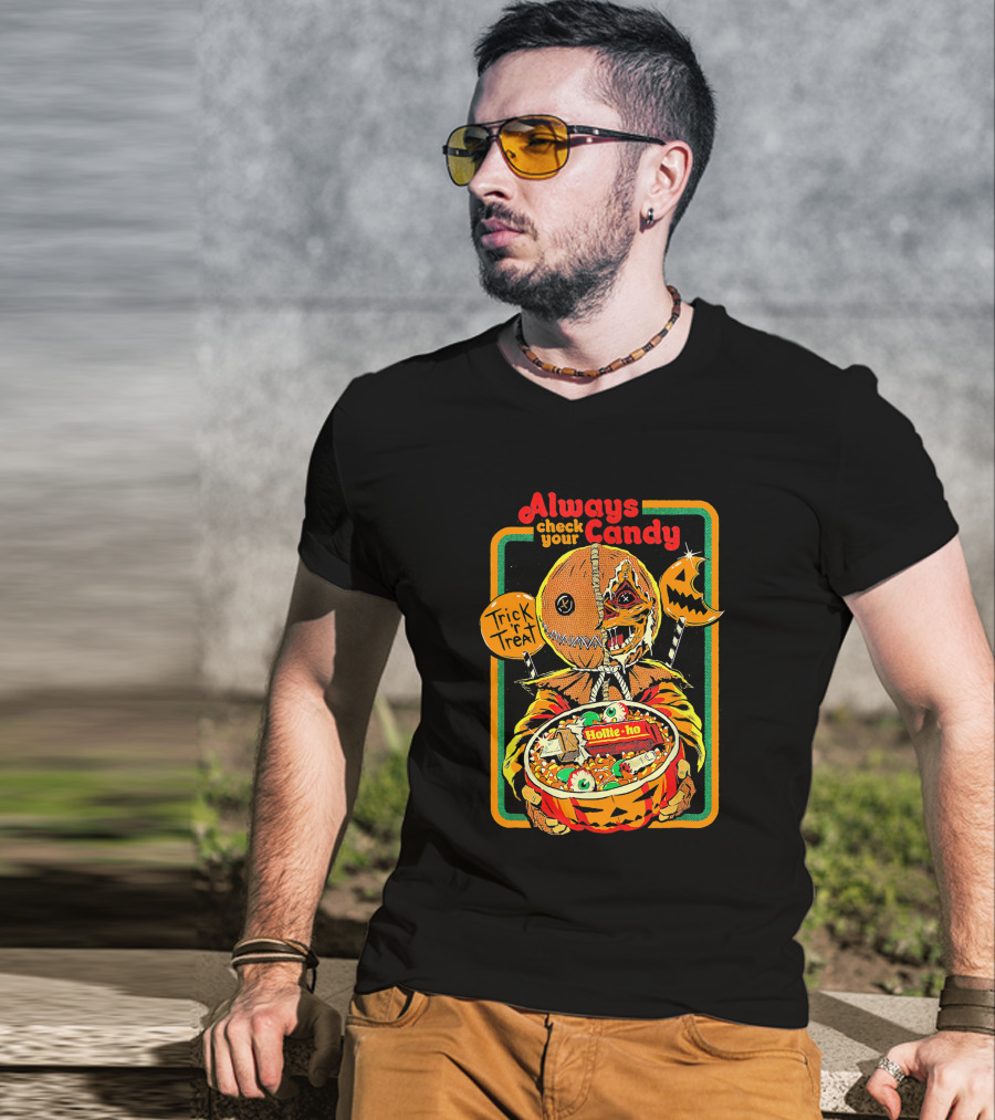 Always Check Your Candy Trick Or Treat Halloween Pumpkin Monster T-Shirt