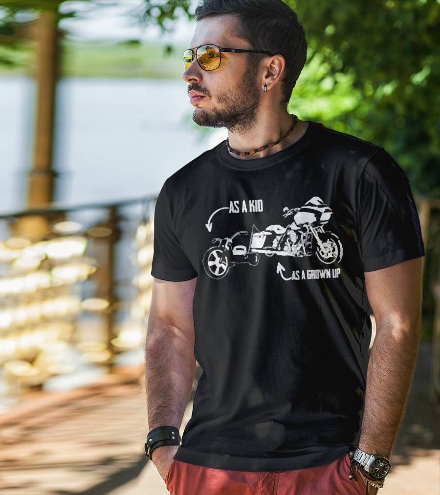 Men's Kid's Big Wheel Tricycle As A Kid Road Glide Motorcycle As A Grown Up T-Shirt