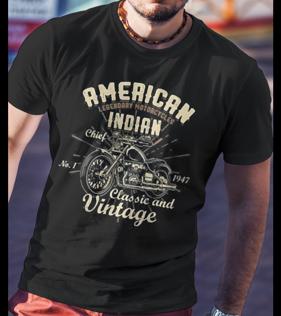American Legendary Motorcycles Indian Chief No.1 Classic And Vintage 1947 T-Shirt