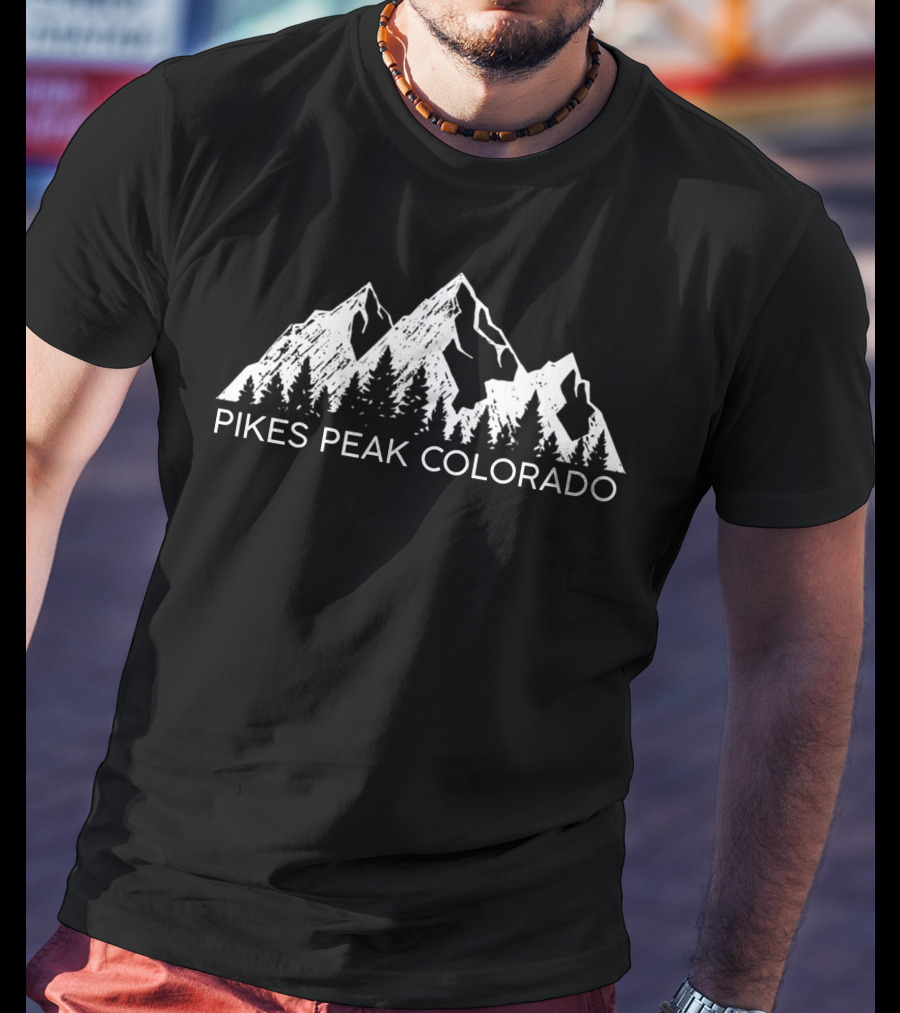 Pikes Peak Colorado Mountain Skyline Forest Adventure T-Shirt