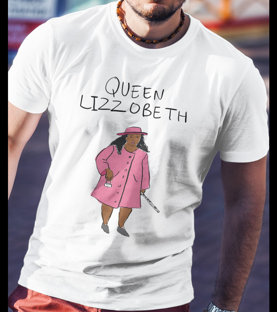 Queen Lizzobeth Illustration In Pink Coat And Hat T-Shirt