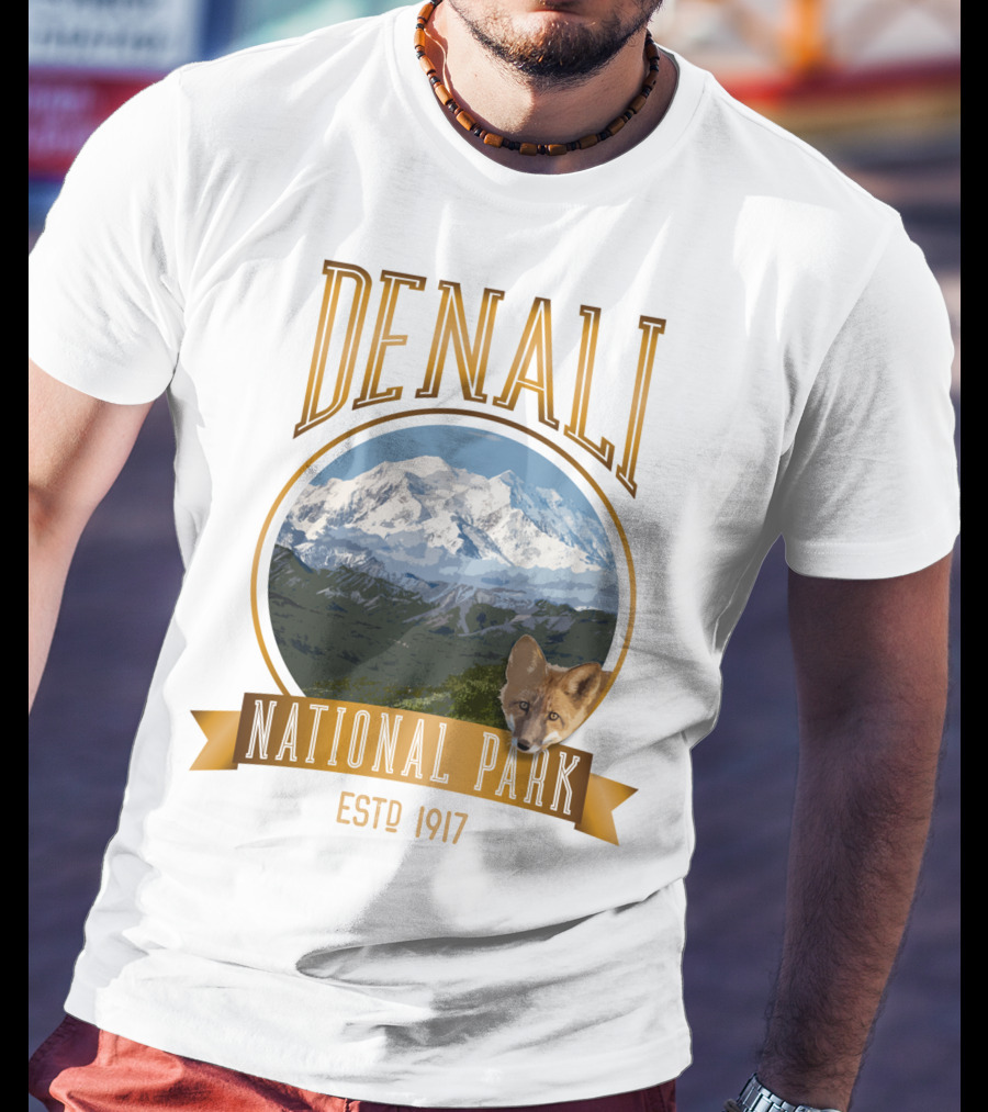 Denali National Park Estd 1917 With Mt. McKinley And Fox T-Shirt