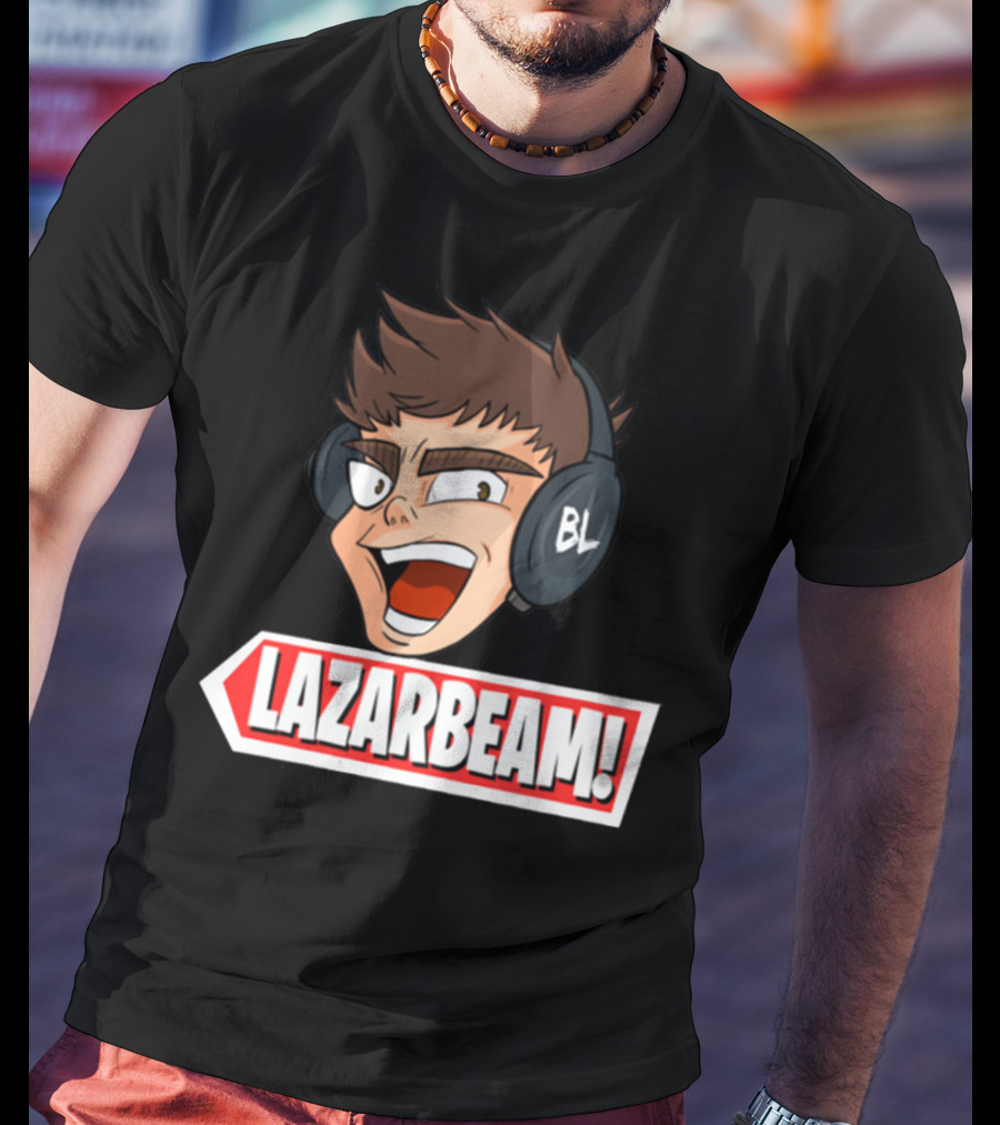 Lazarbeam Gingy Headphones Cartoon Face BL Logo Youtuber Merch T-Shirt