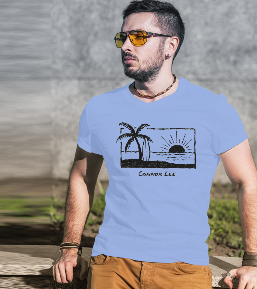 Connor Lee Palm Sunset Ocean Scene T-Shirt