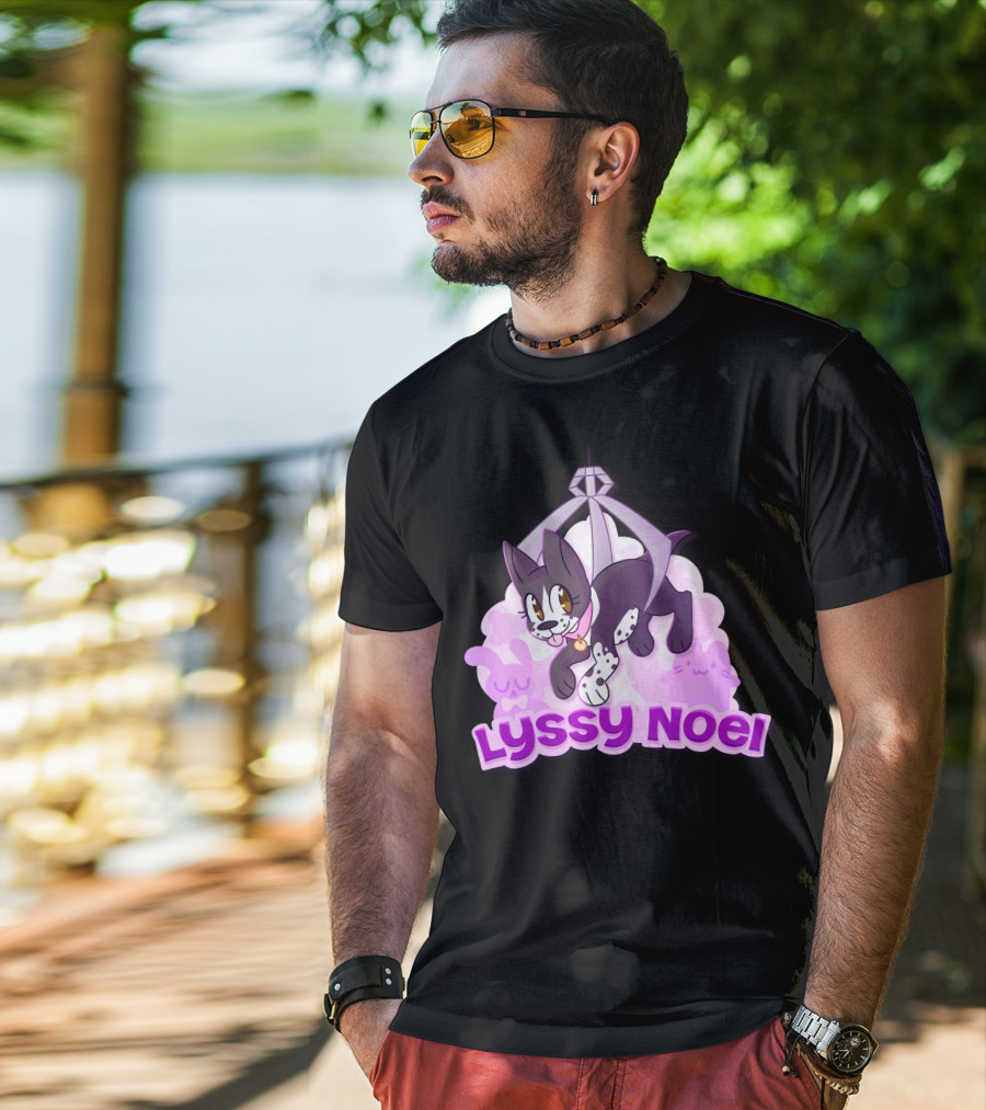 Lyssy Noel Cartoon Cat With Rabbits And Crystals T-Shirt
