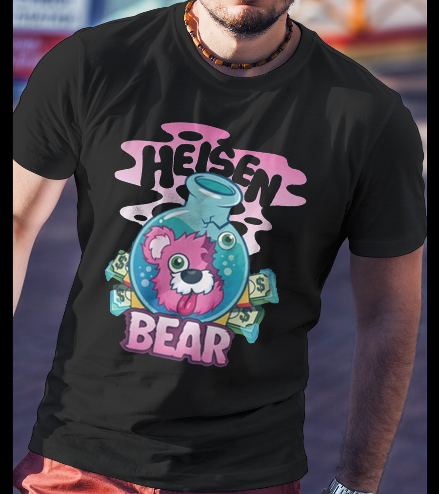 Heisen Bear Breaking Bad Merch Pink Teddy Bear Money Flask Cartoon T-Shirt