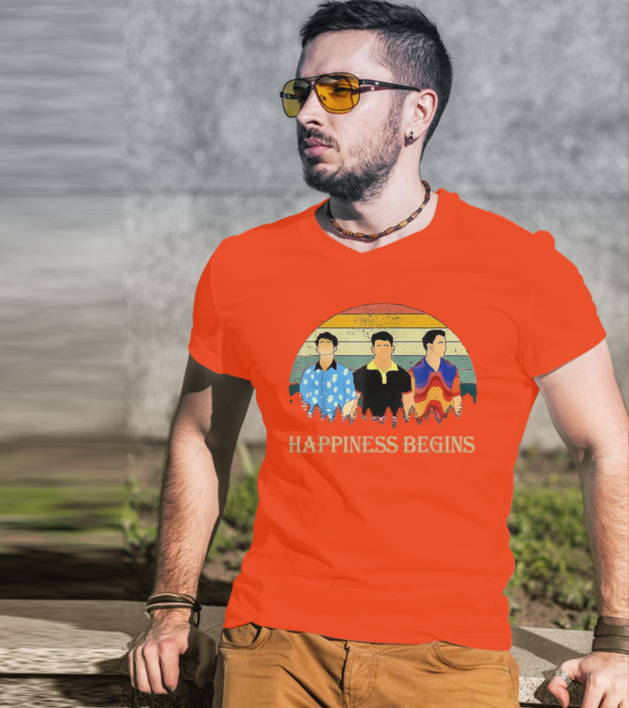 Retro Vintage Jonas Cool Brothers Happiness Begins Tour T-Shirt
