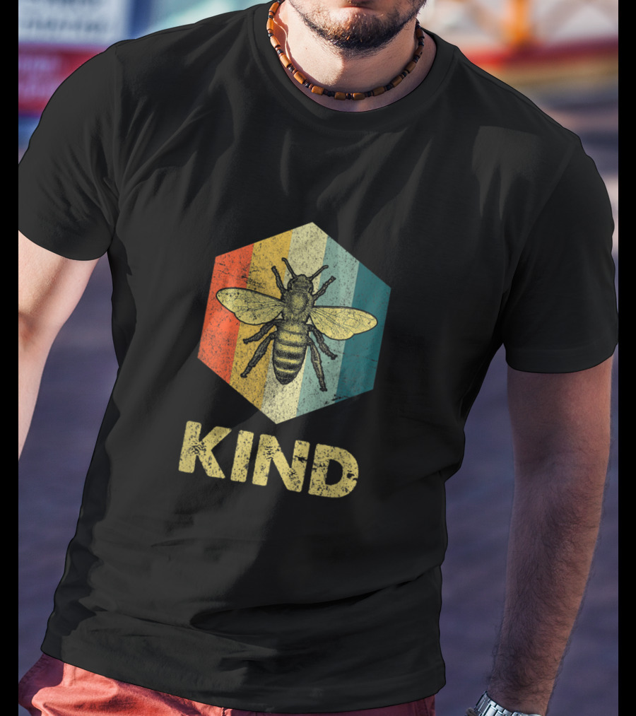 Bee Kind Hexagon Retro Kindness T-Shirt