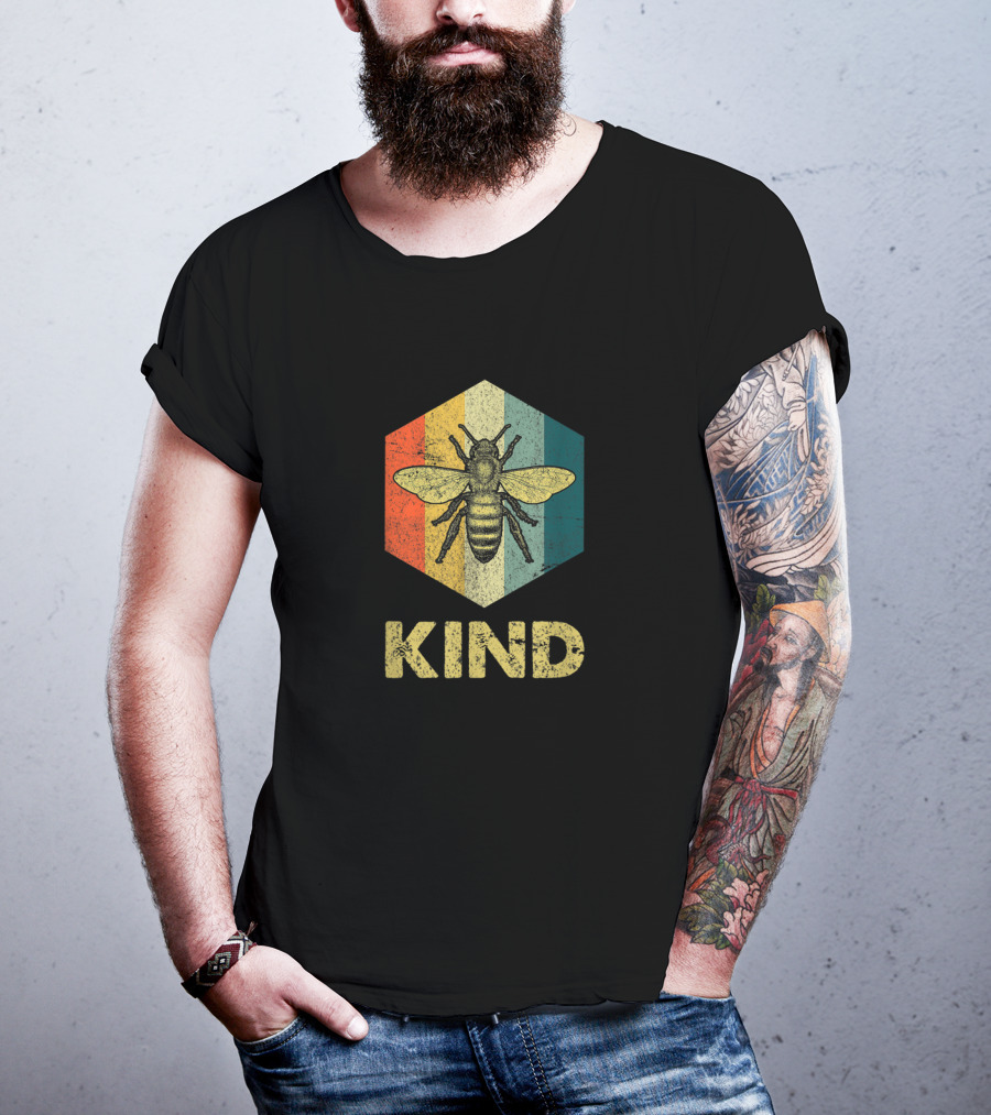 Bee Kind Hexagon Retro Kindness T-Shirt