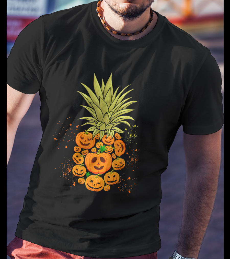 Pineapple Made Of Halloween Pumpkins Faces T-Shirt