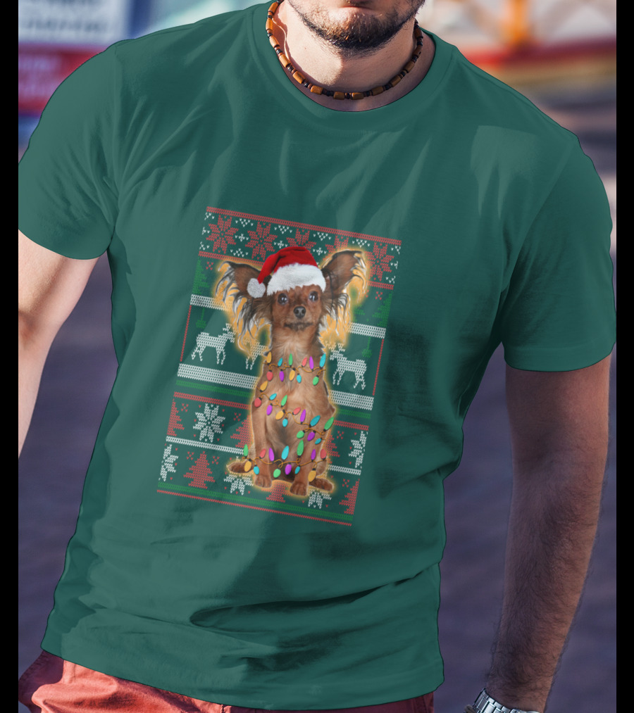 Russian Toy Christmas Lights Santa Hat Reindeer Snowflakes T-Shirt