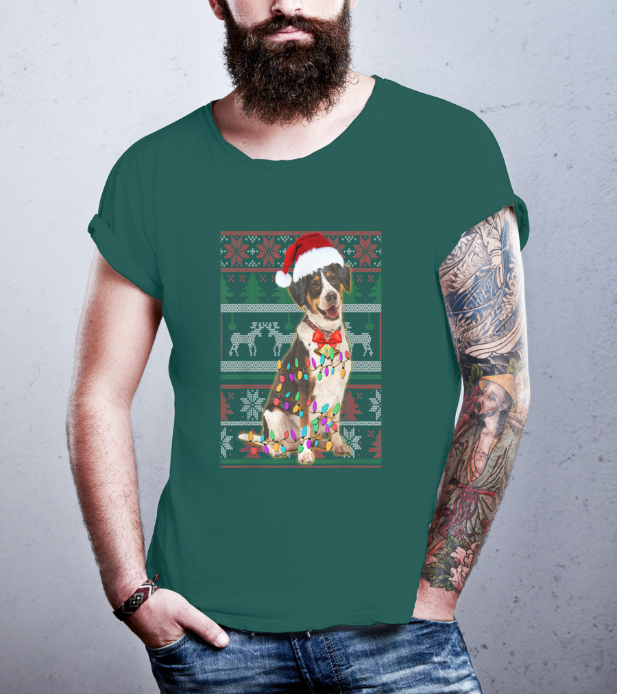 Treeing Walker Coonhound Christmas Lights Santa Hat Holiday T-Shirt