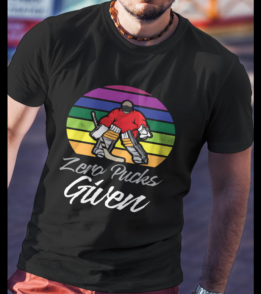 Zero Pucks Given Hockey Rainbow Goalie T-Shirt
