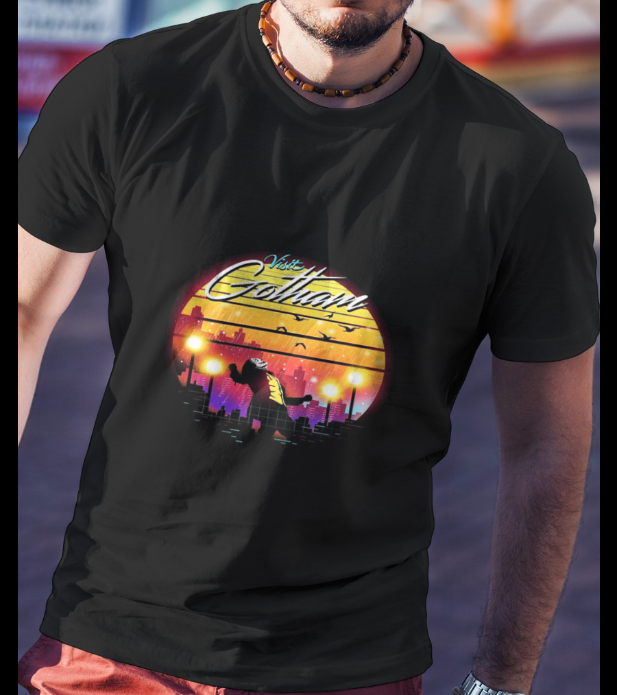 Visit Gotham Joker Am I Crazy Or Is It Just Me Retro Cityscape T-Shirt
