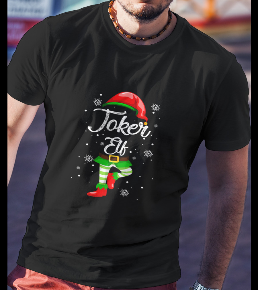 Joker Elf Funny Christmas Costume Elves Snowflakes T-Shirt