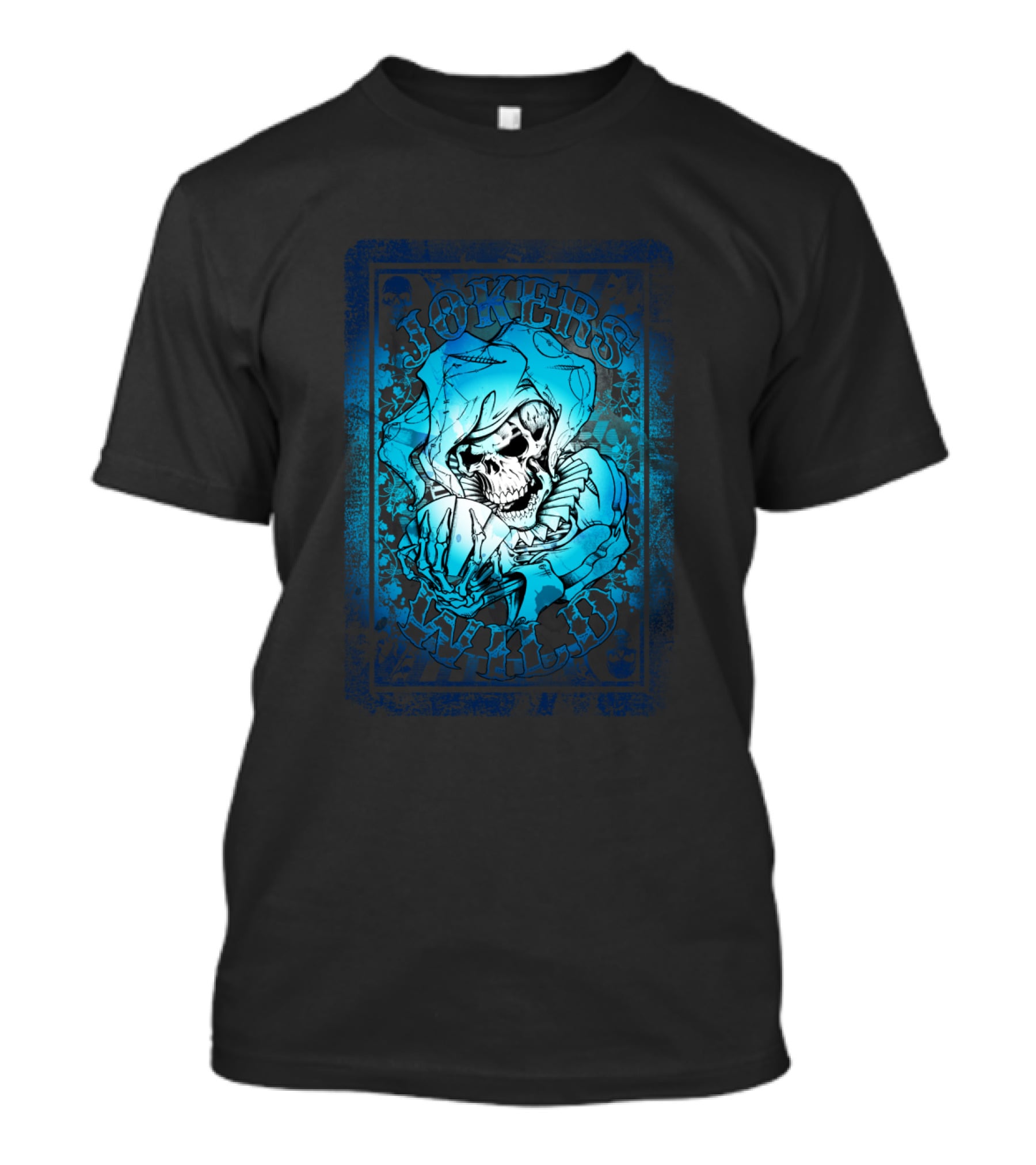 JOKERS WILD CARD Skeleton Jester Tattoo Style Poker T-Shirt