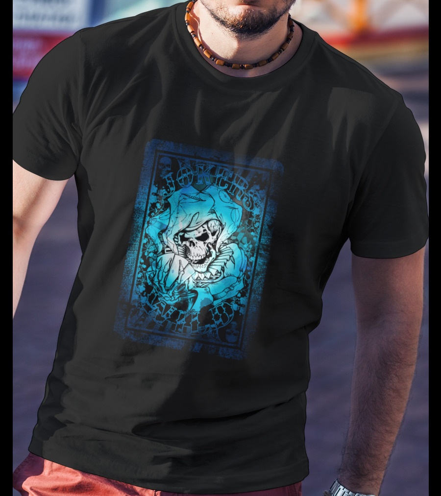JOKERS WILD CARD Skeleton Jester Tattoo Style Poker T-Shirt