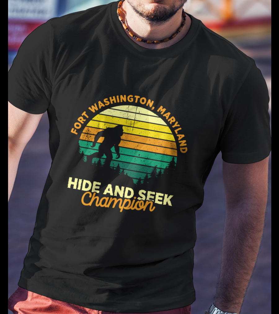 Fort Washington Maryland Bigfoot Hide And Seek Champion Retro T-Shirt