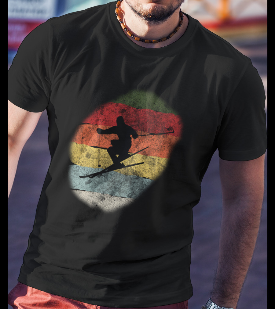 Retro Vintage Skiing Winter Birthday T-Shirt