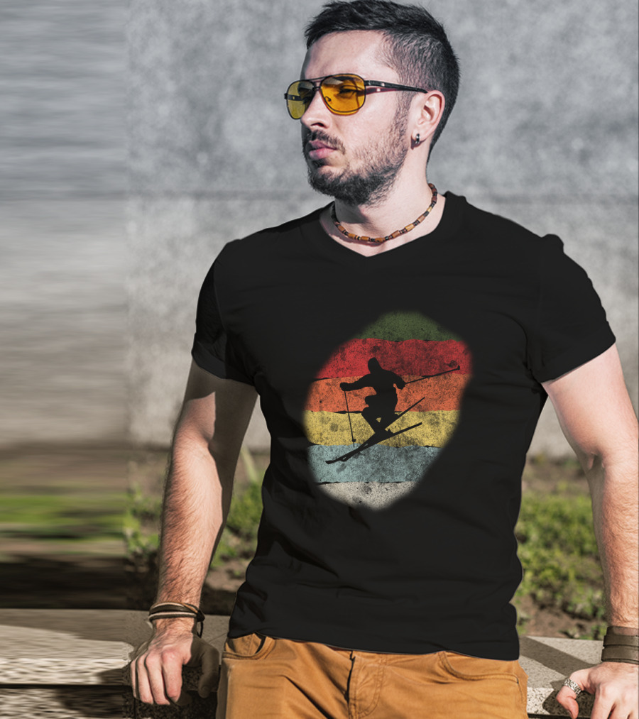 Retro Vintage Skiing Winter Birthday T-Shirt