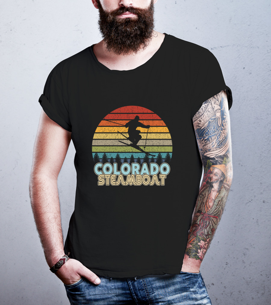 Colorado Steamboat Vintage Skiing Winter Skier T-Shirt