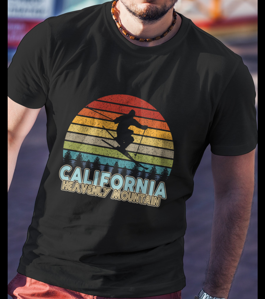 California Skiing Vintage Winter Heavenly Mountain T-Shirt